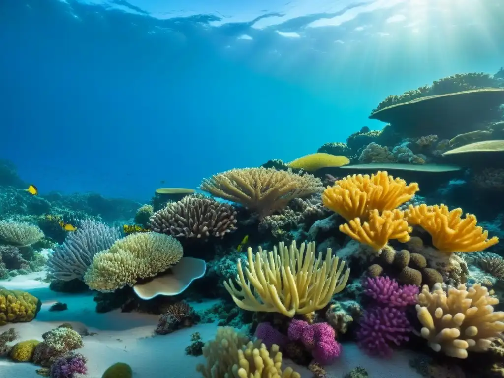 Un vibrante arrecife de coral con diversa vida marina