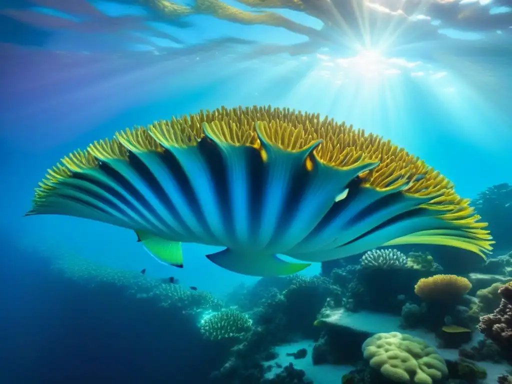 Un vibrante arrecife de coral lleno de peces de colores bajo el agua, con la palabra clave 'Buceo accesible para personas con movilidad reducida'