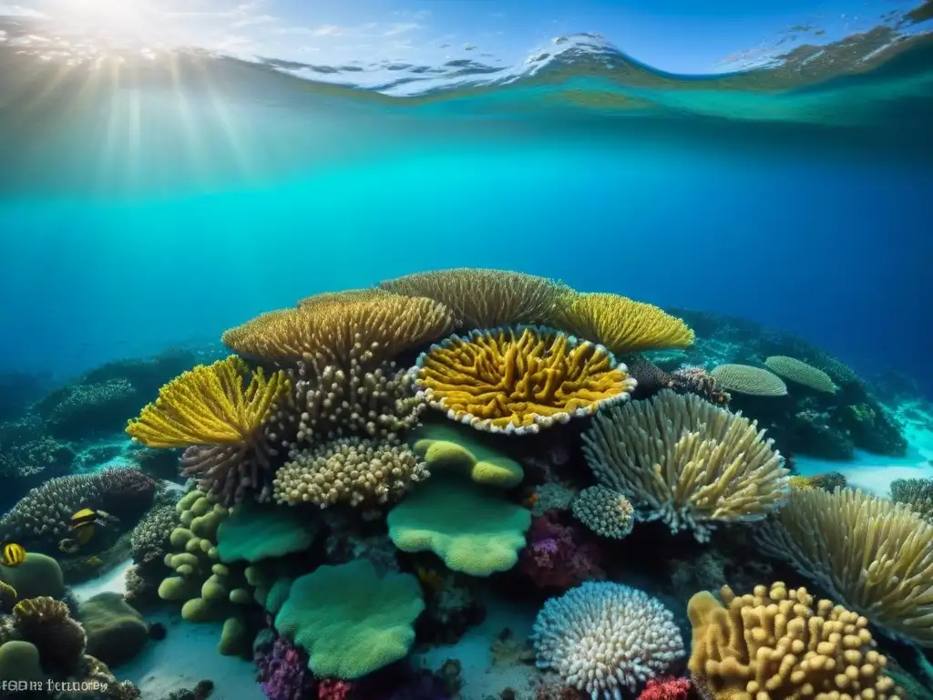 Vibrante arrecife de coral con peces tropicales y texturas detalladas