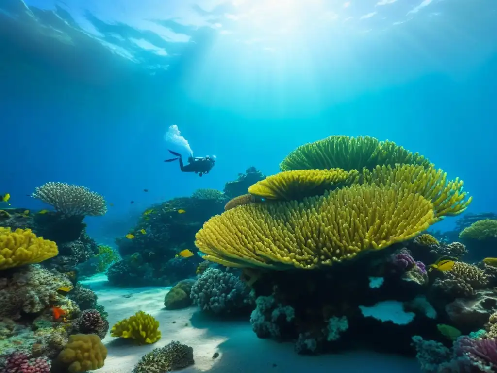 Un vibrante arrecife de coral repleto de vida bajo el mar