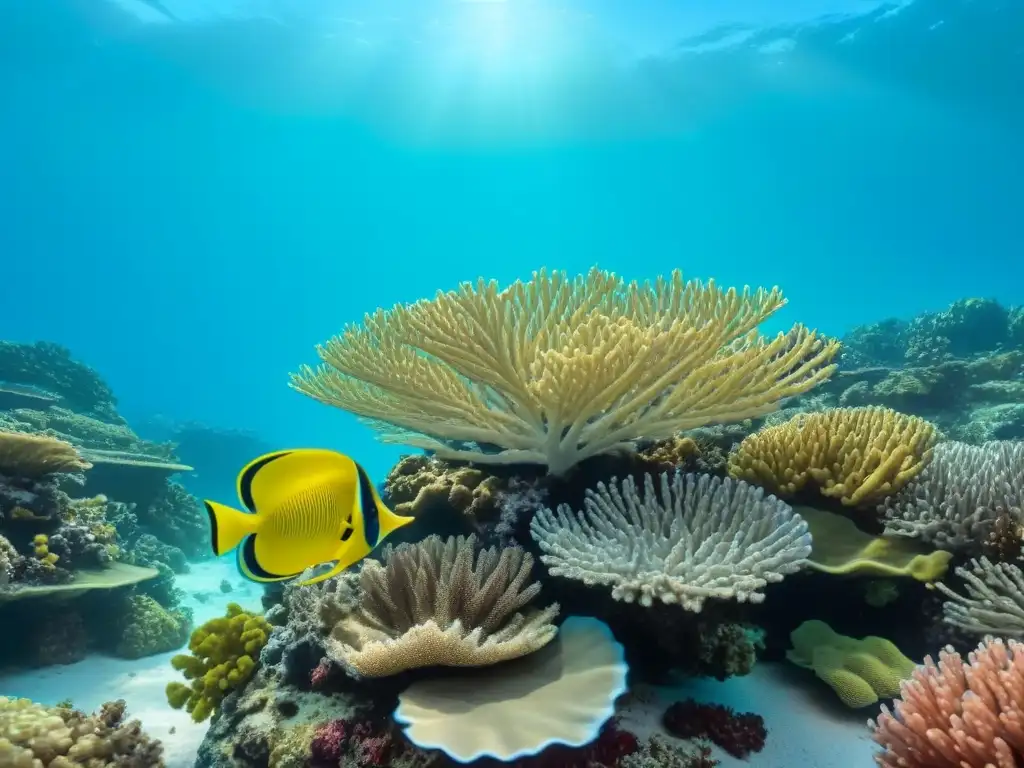 Vibrante arrecife de coral submarino destacando la conservación del patrimonio naval en turismo marítimo