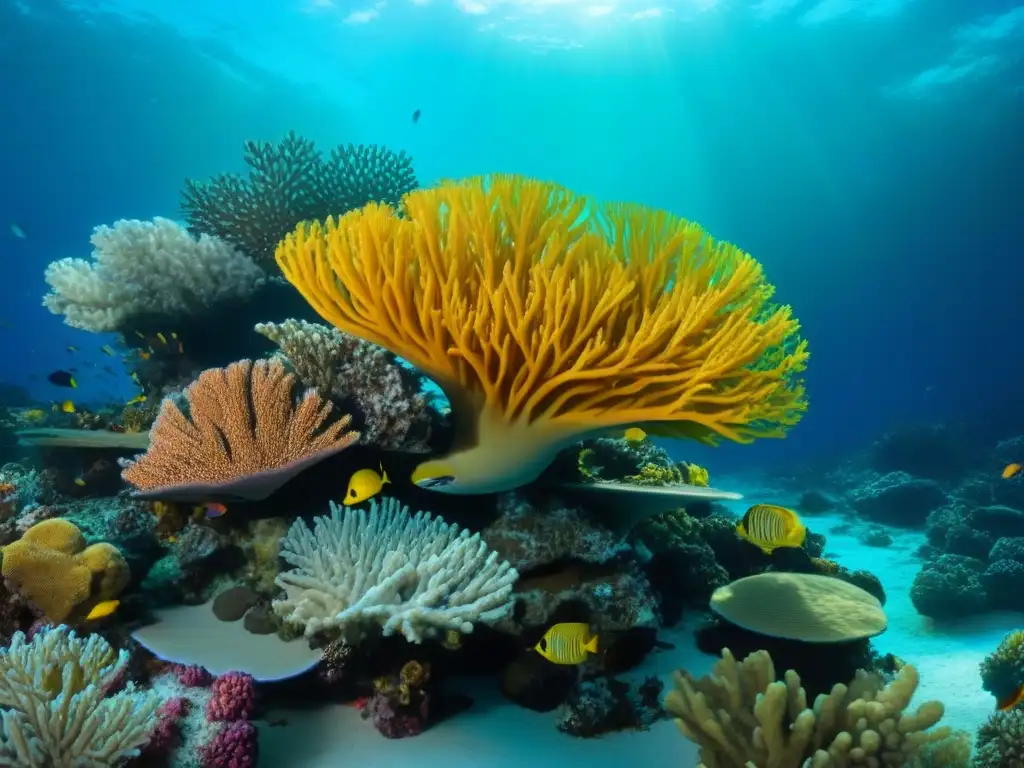 Un vibrante ecosistema de arrecifes de coral, lleno de coloridas especies marinas