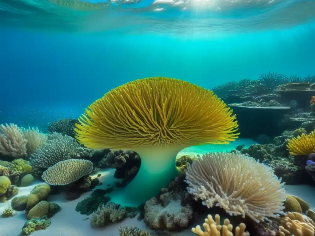 Vibrante ecosistema marino con peces coloridos y corales, resaltando la importancia de la conservación marítima sostenible