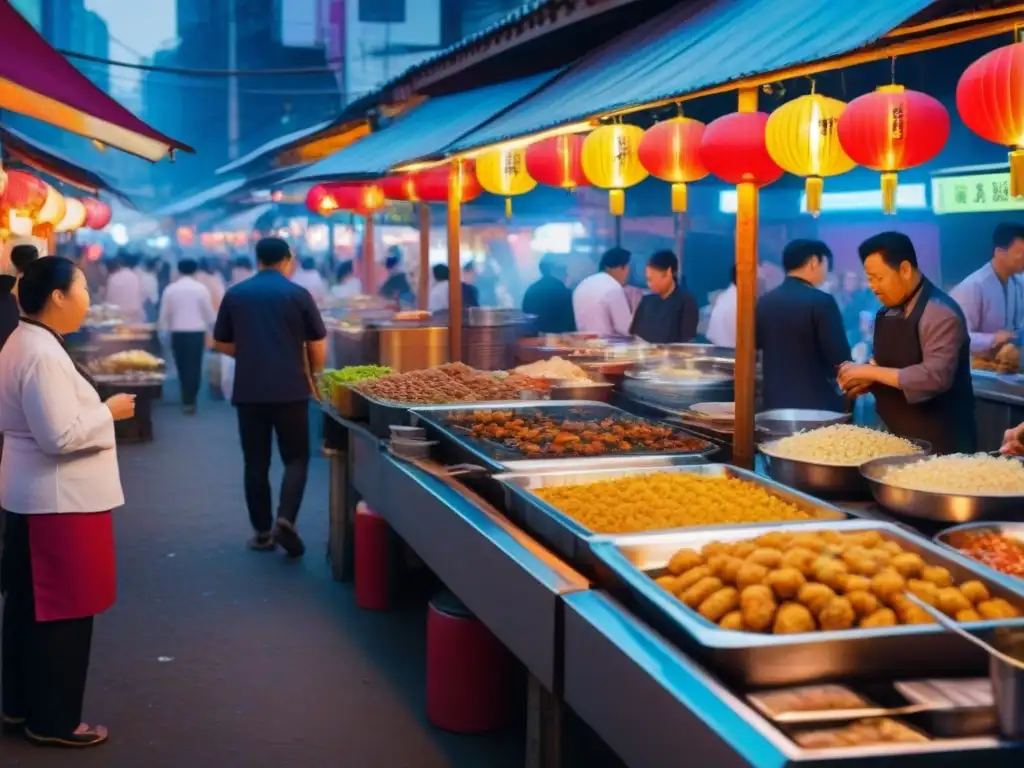 Vibrante mercado nocturno asiático con festivales gastronómicos crucero experiencia