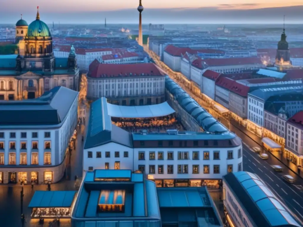 Vista aérea en blanco y negro de Berlín, mezcla de lujo moderno y arquitectura histórica en Comprar en Berlín turismo marítimo