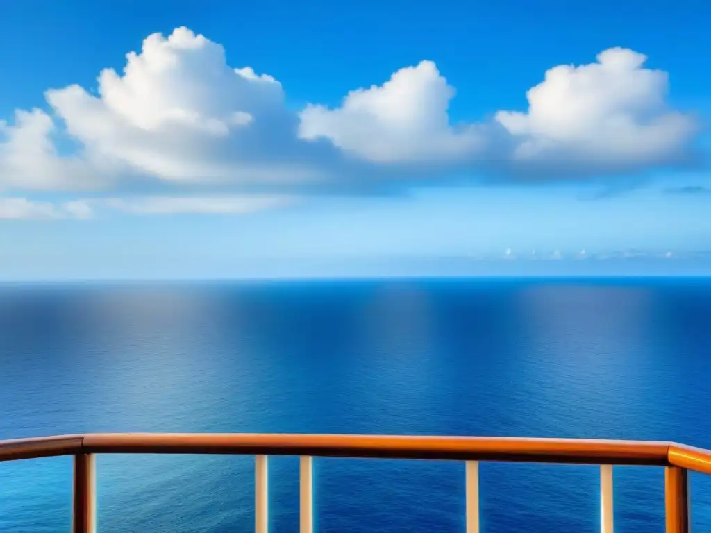 Vista serena desde un crucero: aguas azules y nubes blancas