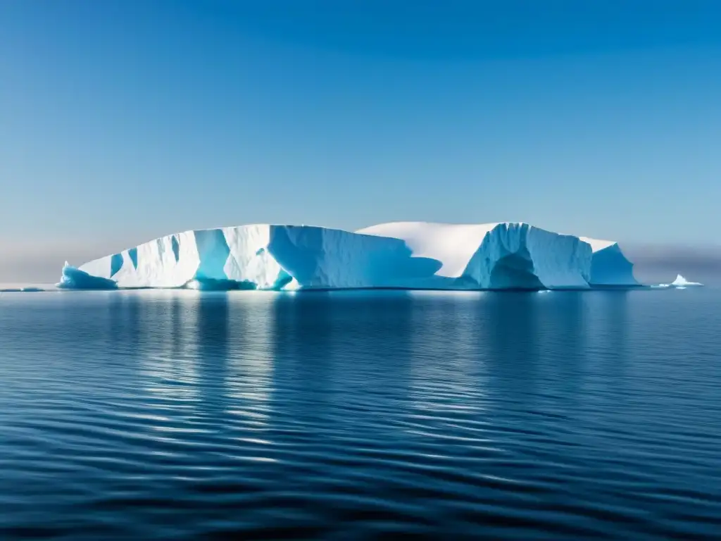 Una vista serena del mar ártico con icebergs flotantes, evocando vastedad y tranquilidad