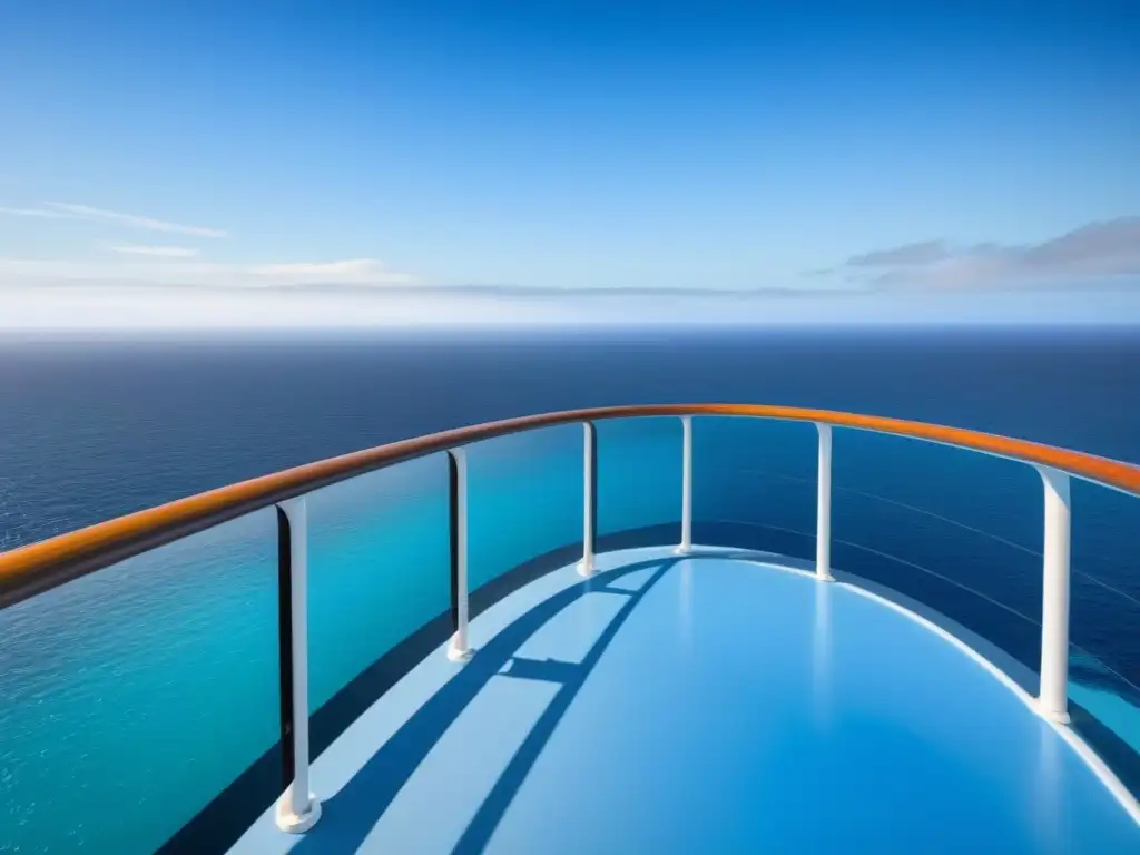 Vista serena del océano desde un crucero, con aguas cristalinas y cielo despejado