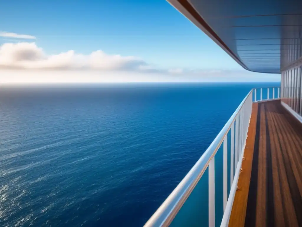 Vista serena del océano desde un crucero, cielo azul, aguas tranquilas y prácticas sustentables crucero marítimo