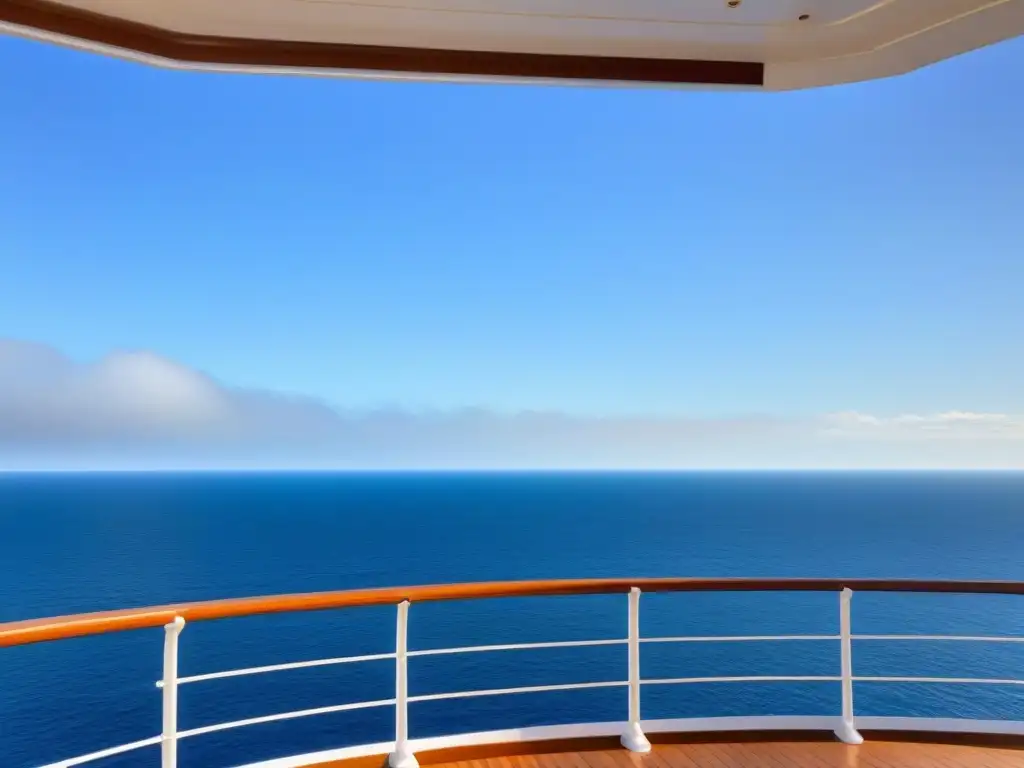 Vista serena del océano desde un crucero, con aguas tranquilas y cielo azul, ideal para Apps entretenimiento crucero marítimo