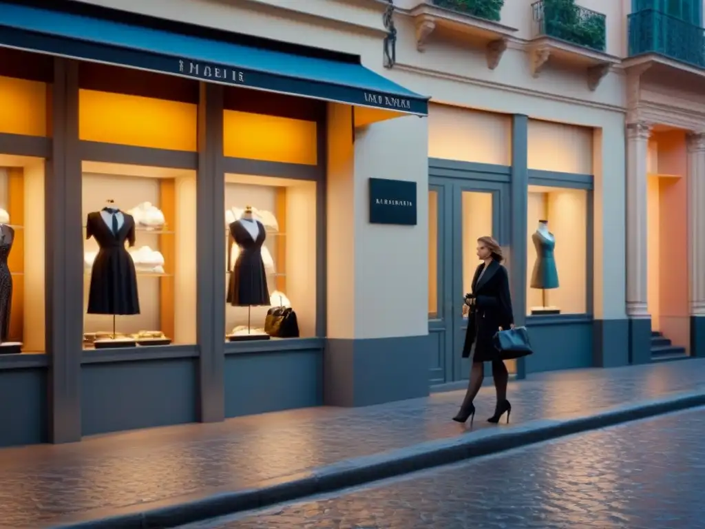 Vitrinas elegantes de boutiques de lujo en Nápoles, Italia, con alta moda y arquitectura detallada